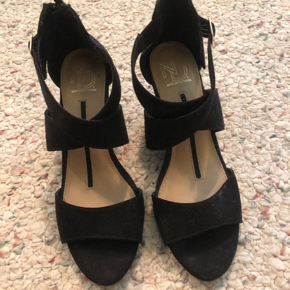 Black Wedge Sandals